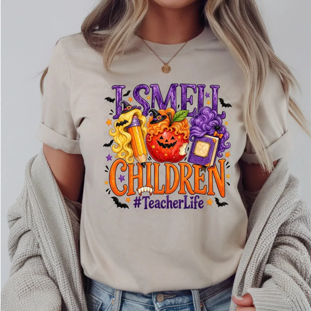 I Smell Children Teacher Life Halloween Graphic T-Shirt for Women I Smell Children Teacher Life Halloween Graphic T-Shirt for Women