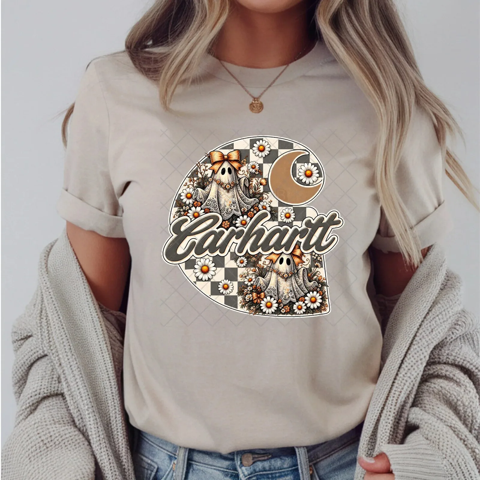 Carhartt Ghosts Floral Patch Checkered Daisy Moon Graphic T-Shirt 6 Carhartt Ghosts Floral Patch Checkered Daisy Moon Graphic T-Shirt