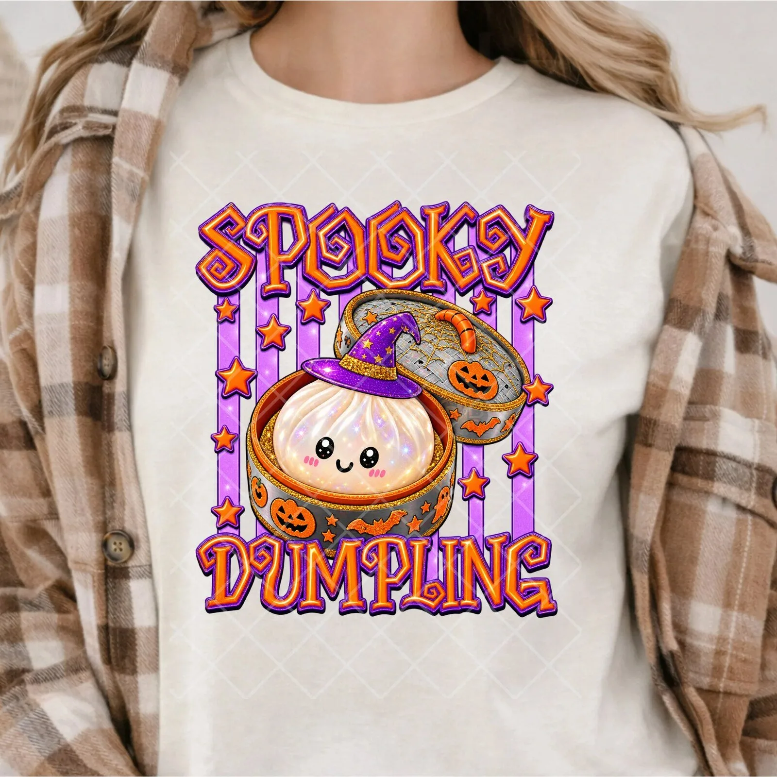 Spooky Dumpling Halloween Cute Kawaii Steamed Bun Witch Hat T-Shirt
