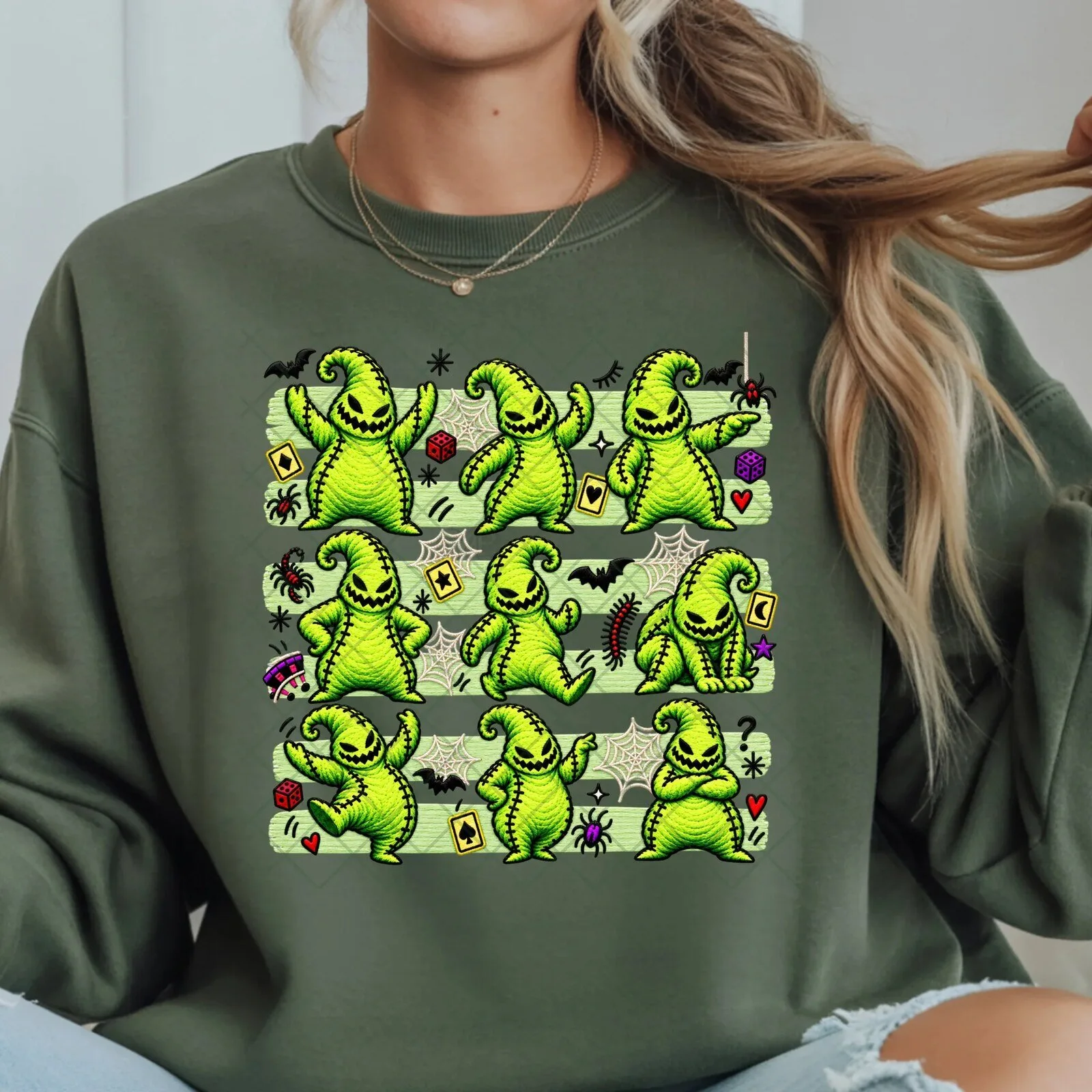 Oogie Boogie Halloween Character Pattern Spooky Graphic Sweatshirt