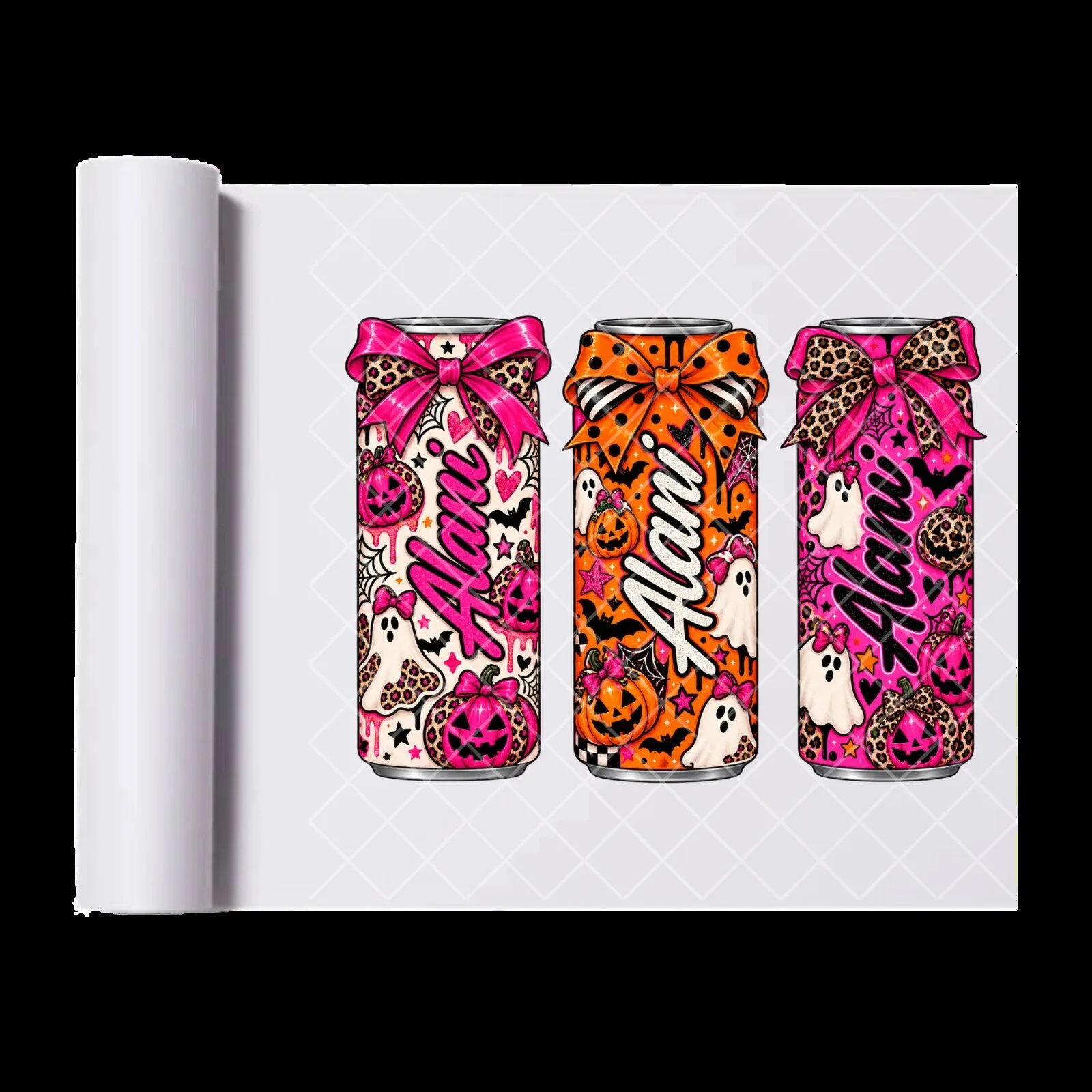 Alani Nu Spooky Halloween Leopard Print Pink Orange White Can Cooler