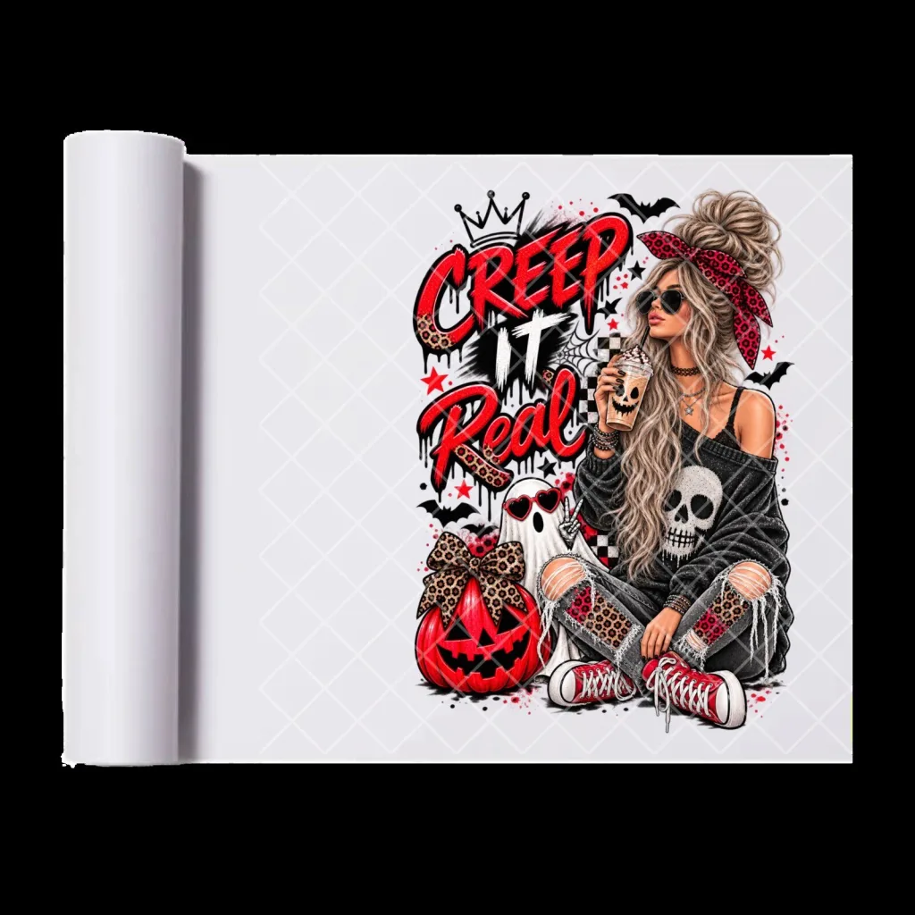 Creep It Real Halloween Spooky Season Leopard Print Skull Girl Transfer Creep It Real Halloween Spooky Season Leopard Print Skull Girl Transfer