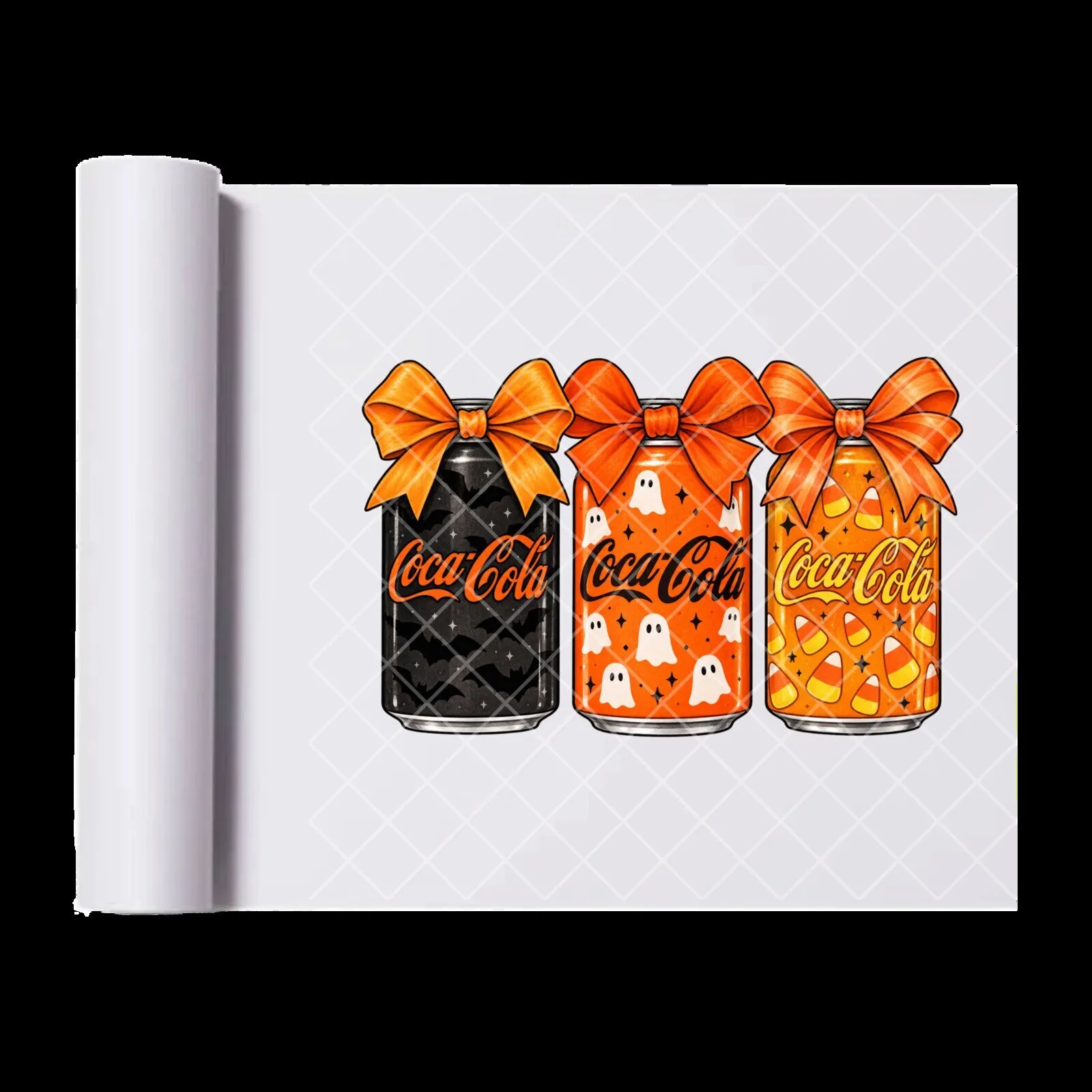 Coca-Cola Halloween Soda Can Bows Iron On Heat Transfer Ready To Press