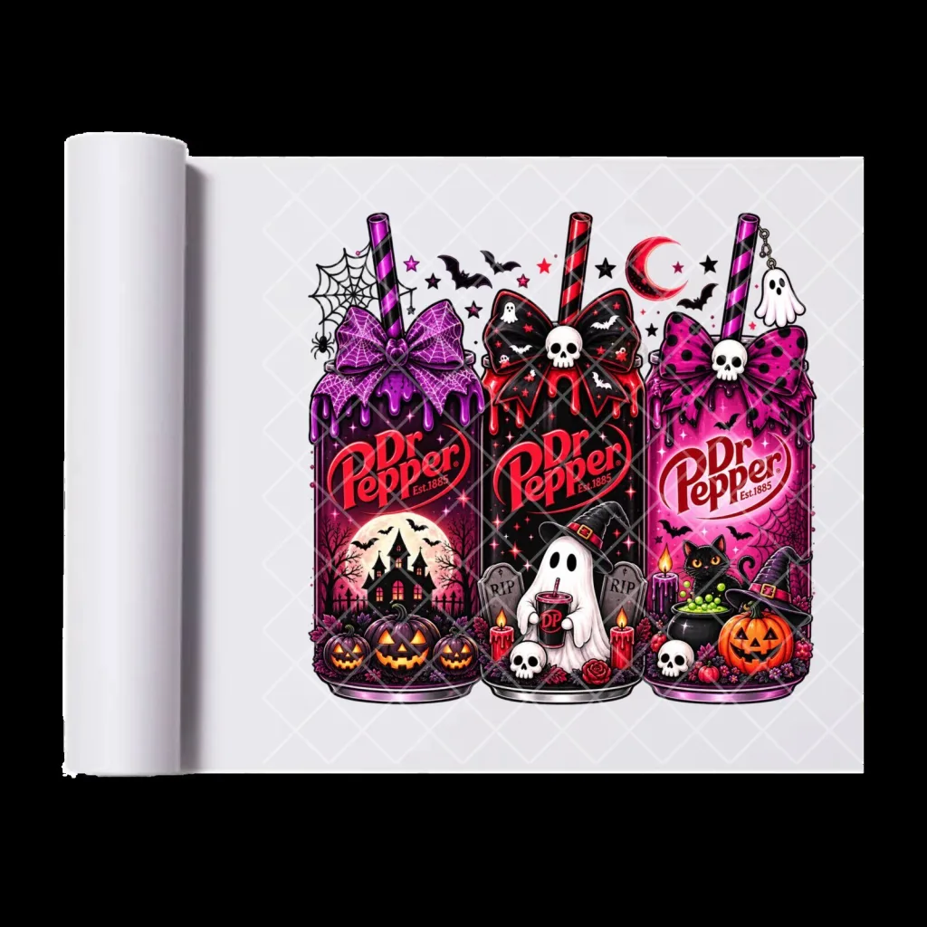 Spooky Dr Pepper Halloween Trio Sublimation Transfer Print for Apparel Spooky Dr Pepper Halloween Trio Sublimation Transfer Print for Apparel