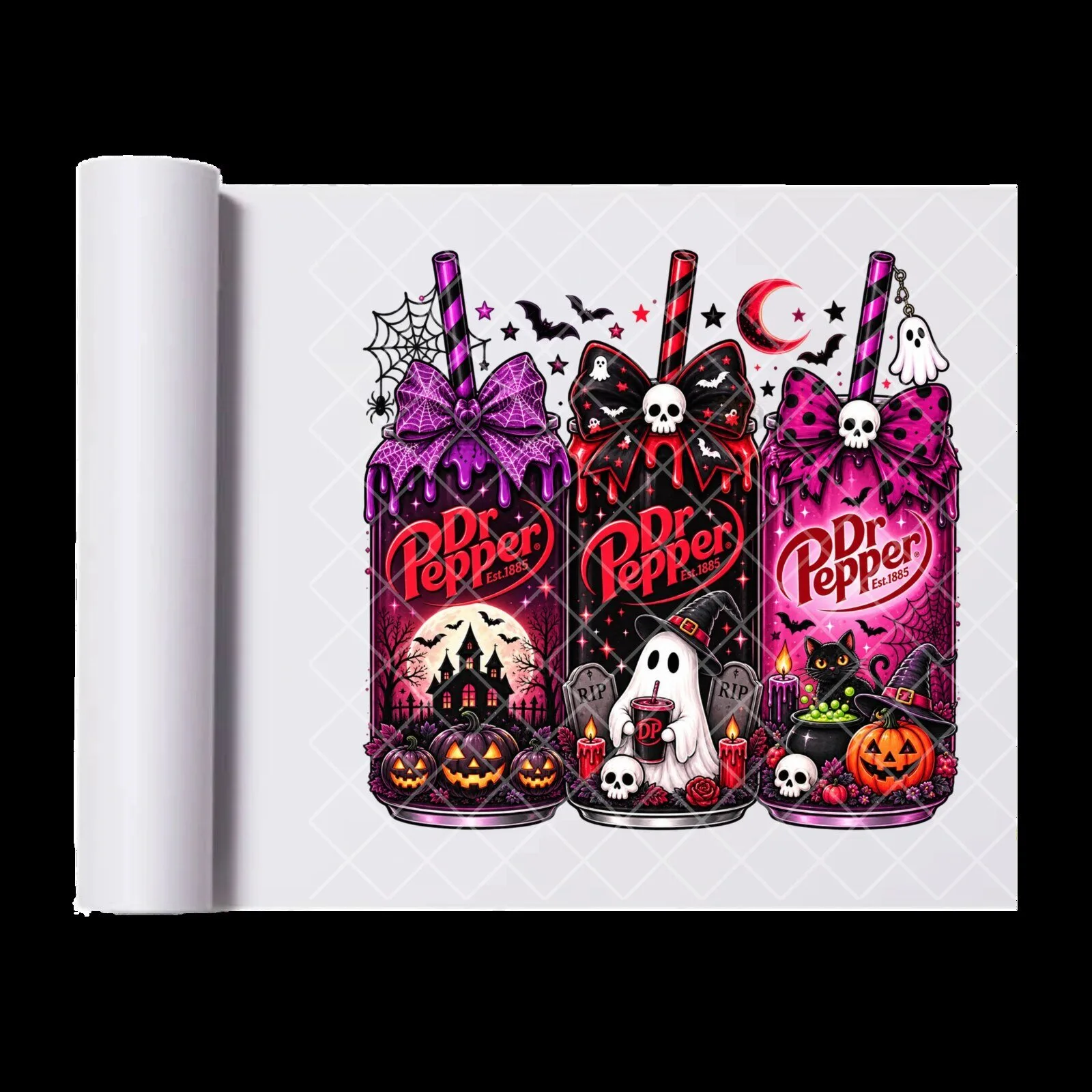 Spooky Dr Pepper Halloween Trio Sublimation Transfer Print for Apparel