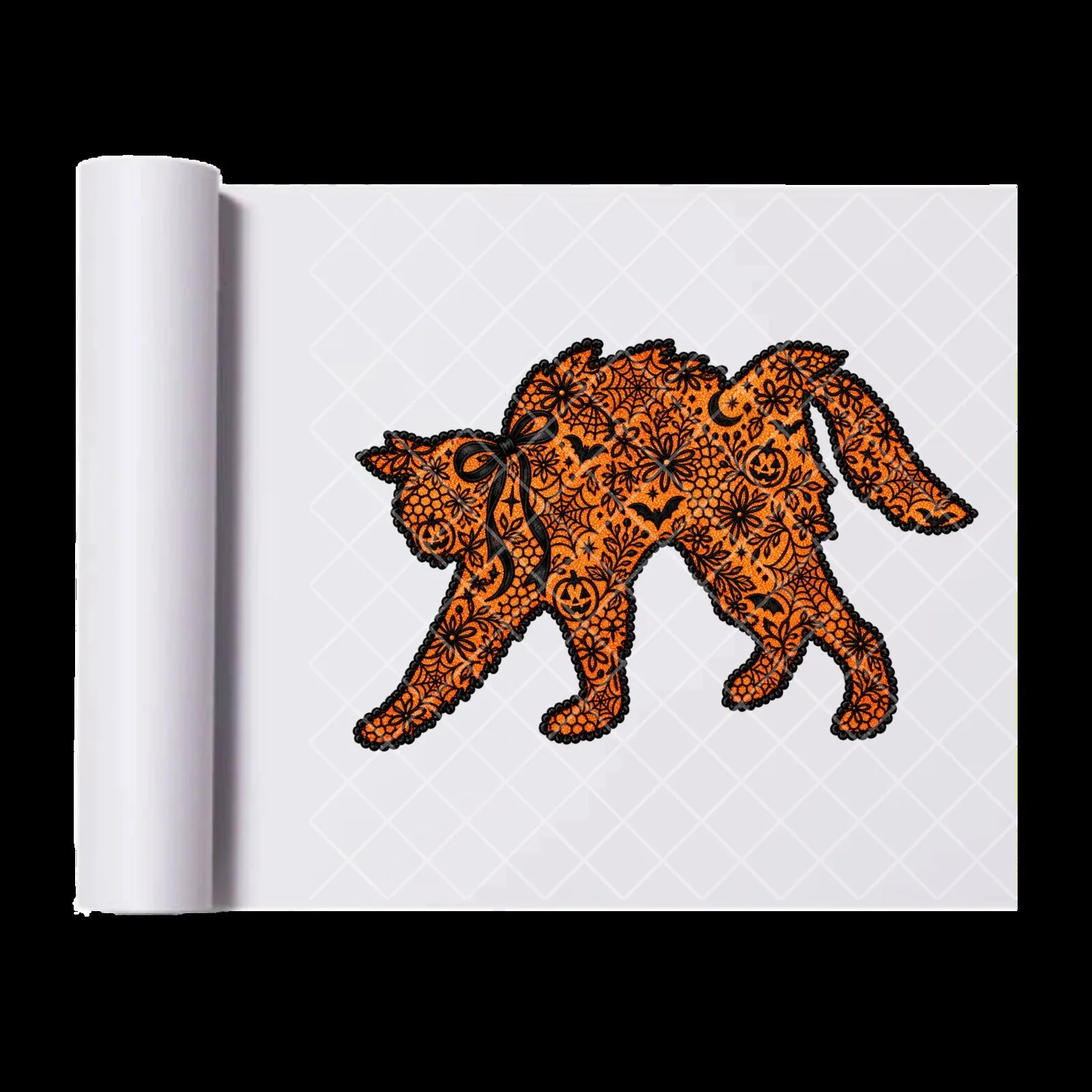 Halloween Scared Black Cat Orange Lace Pattern Ready-to-Press Heat Transfer 7 Halloween Scared Black Cat Orange Lace Pattern Ready-to-Press Heat Transfer