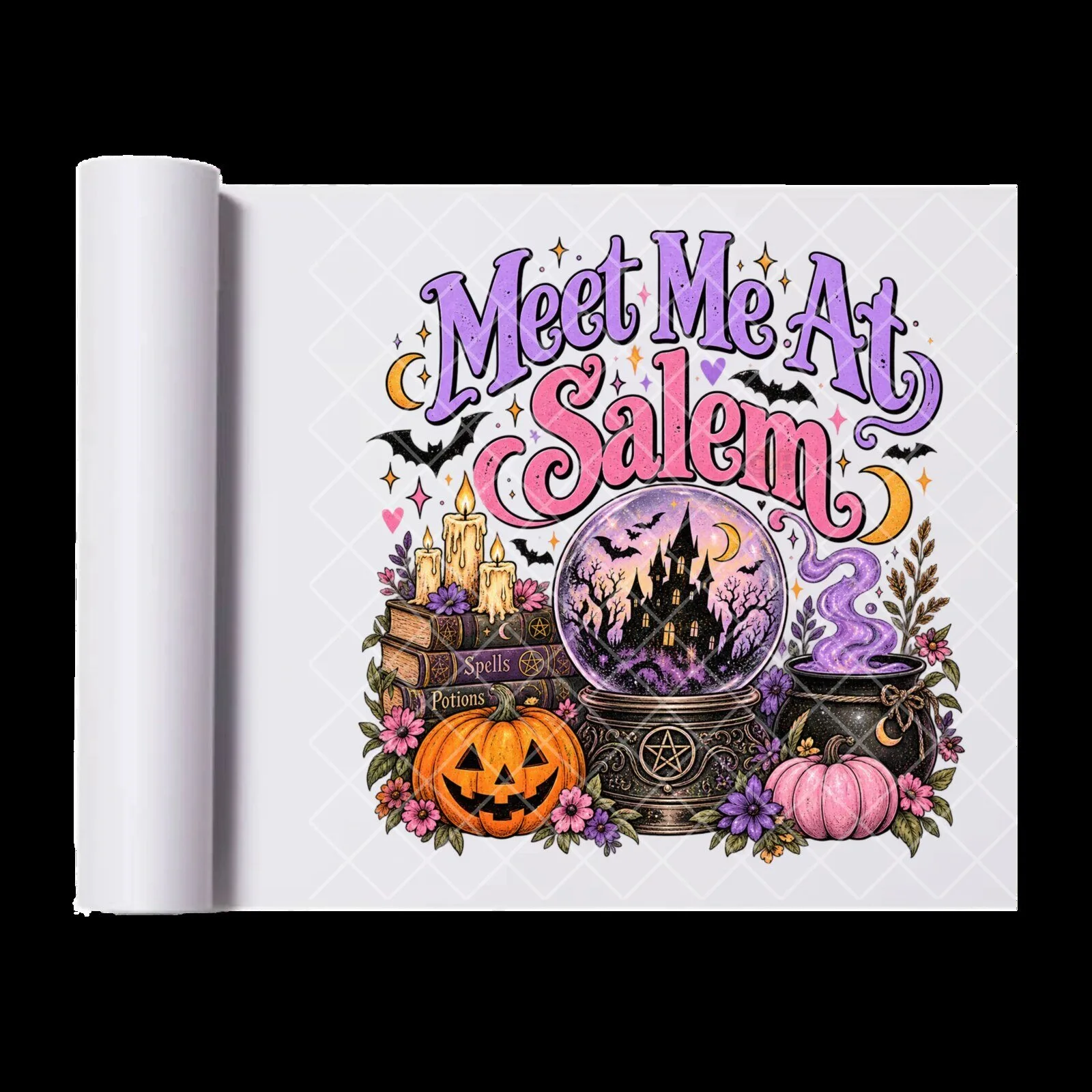 Meet Me At Salem Town Halloween Witchy Crystal Ball Pumpkin Heat Transfer