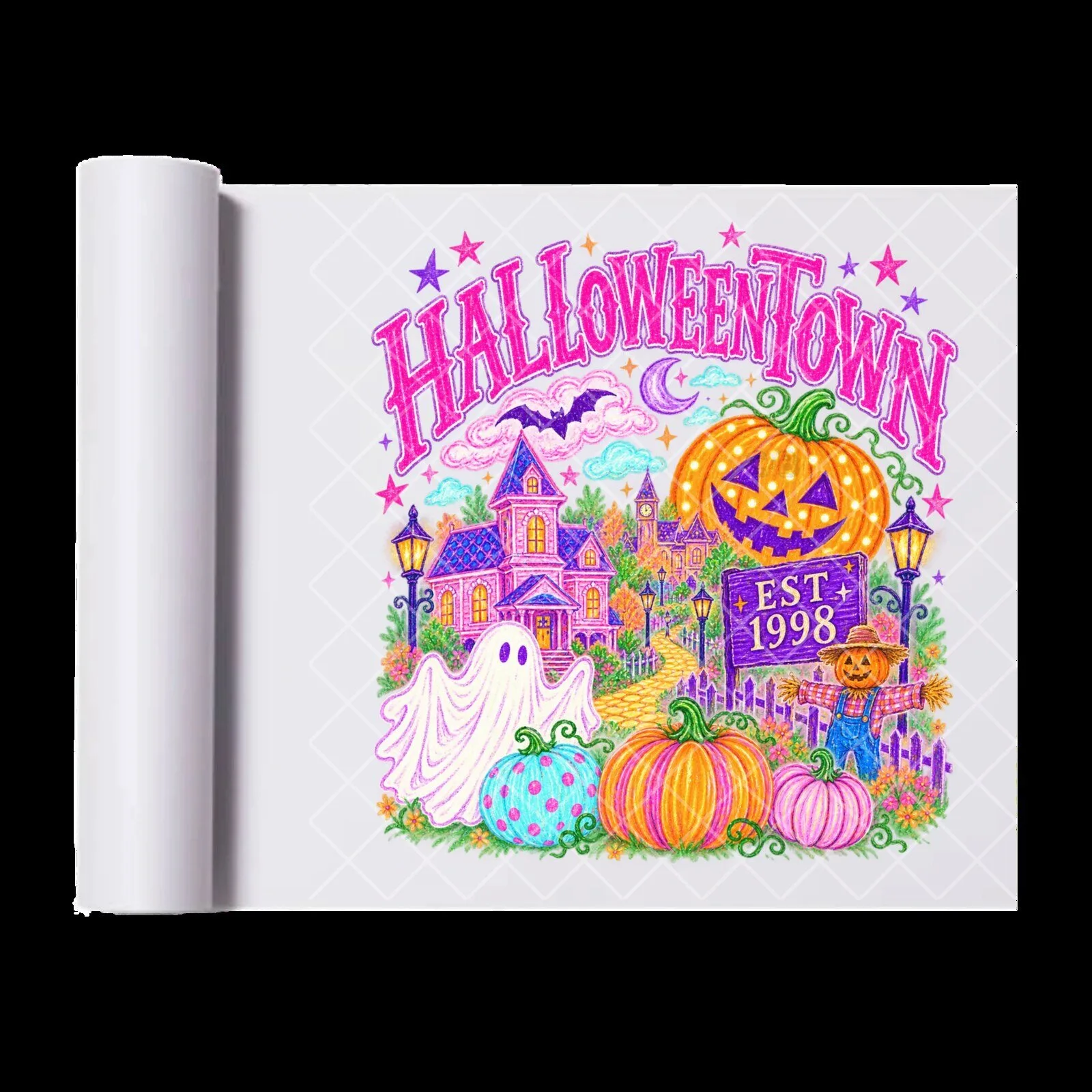 Halloween Town Est 1998 Ghost Pumpkin Scarecrow Spooky Season Heat Transfer 5 Halloween Town Est 1998 Ghost Pumpkin Scarecrow Spooky Season Heat Transfer