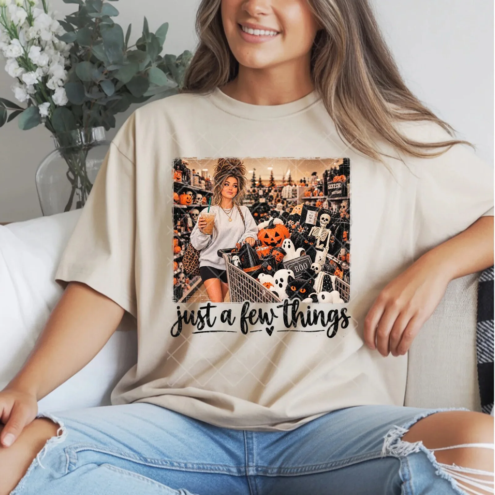 Just A Few Things Halloween Shopping Spooky Season Graphic T-Shirt